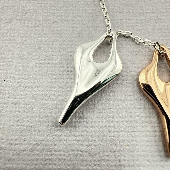 RLM Necklace Robert Lee Morris Heart Modernist Meandering White Bronze QVC - Picture 5 of 16